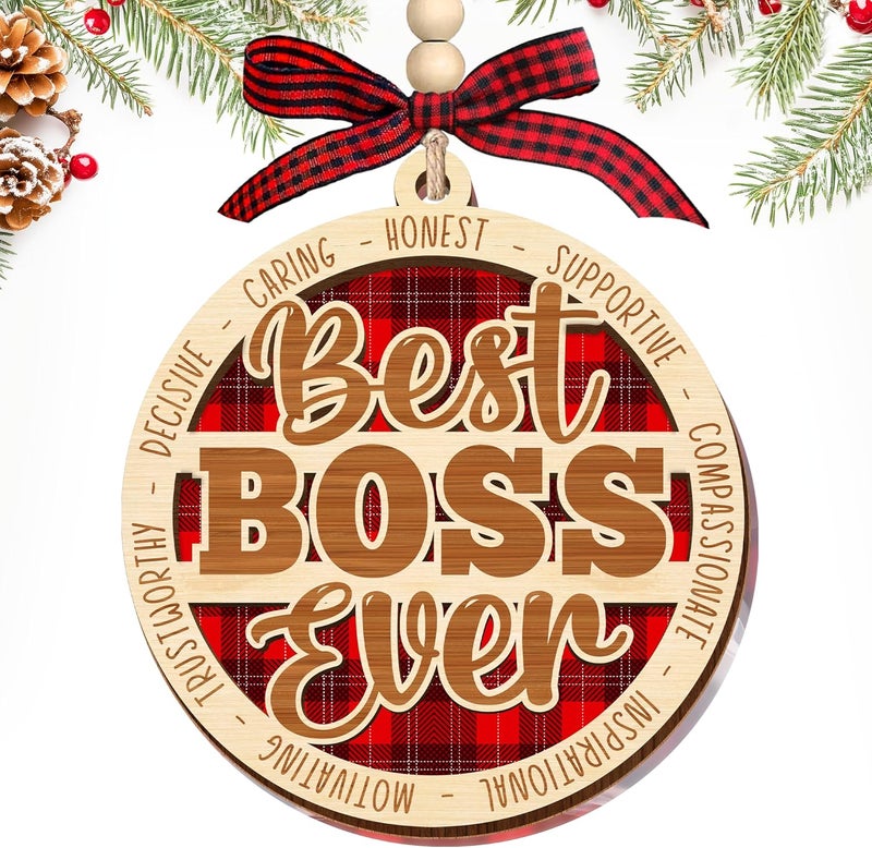 HEXMOZ Boss Christmas Ornament - Thank You Boss Gifts for Men, Women - Boss Lady Gifts for Manager, Leader, Worlds Best Boss Ever Christmas Ornaments Tree Decorations 2025 - Image 1